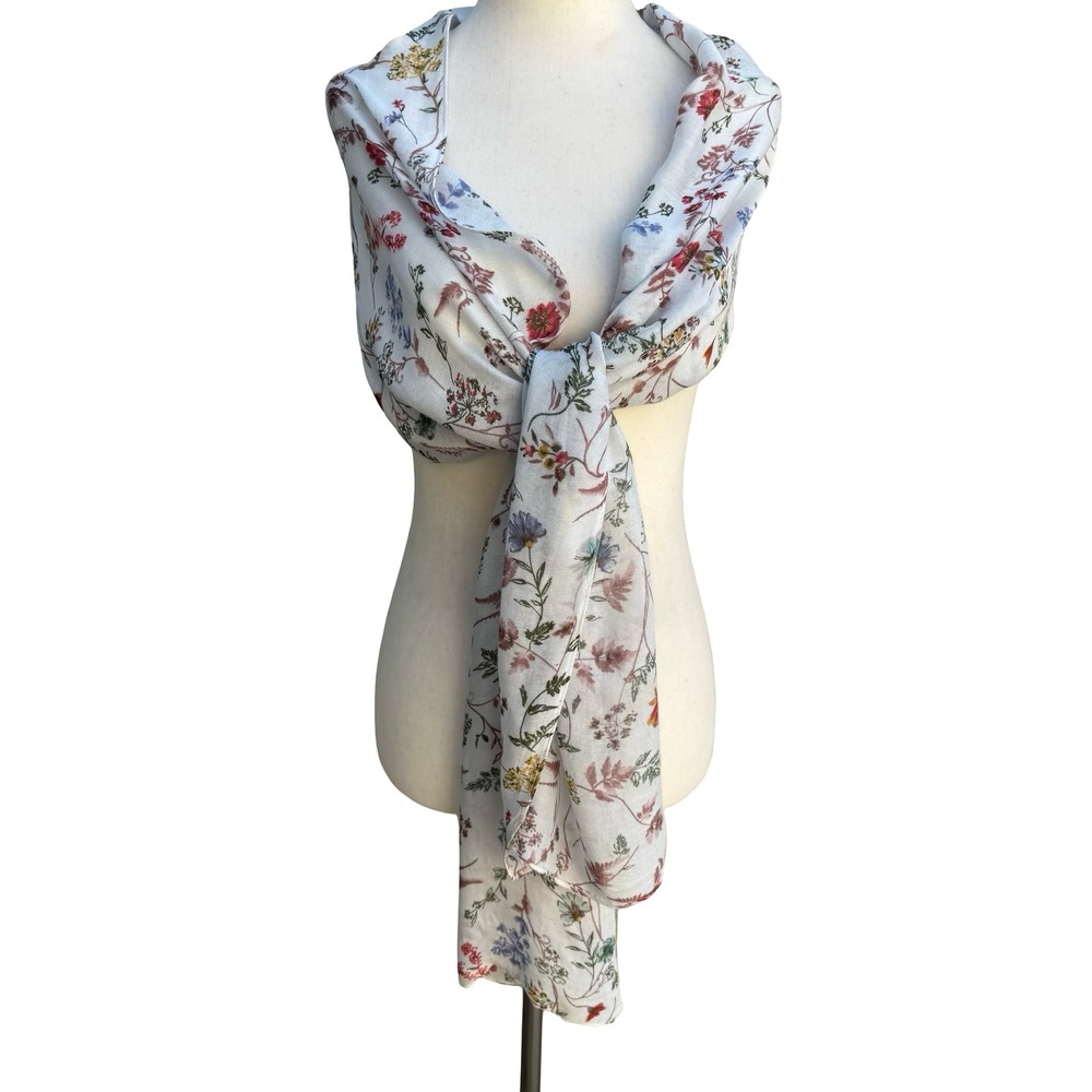 Christopher & Banks Feminine Cottagecore Garden Floral Botanical Scarf Wrap OS